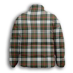 ScotsTee Shop Scottish Stewart Dress Ancient Crest Tartan Collar Down Jacket Winter White Duck Down Plaid