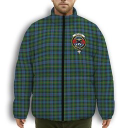 ScotsTee Shop Scottish McLeod of Skye Crest Tartan Collar Down Jacket Winter White Duck Down Plaid