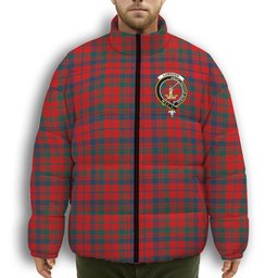 ScotsTee Shop Scottish Lumsden of Kintore Modern Crest Tartan Collar Down Jacket Winter White Duck Down Plaid
