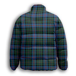 ScotsTee Shop Scottish McCallum of Berwick Ancient Crest Tartan Collar Down Jacket Winter White Duck Down Plaid