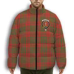 ScotsTee Shop Scottish McAlister of Glenbarr Ancient Crest Tartan Collar Down Jacket Winter White Duck Down Plaid