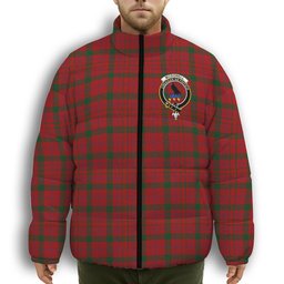 ScotsTee Shop Scottish McDonell of Keppoch Modern Crest Tartan Collar Down Jacket Winter White Duck Down Plaid