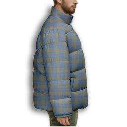 ScotsTee Shop Scottish Stewart of Appin Hunting Ancient Crest Tartan Collar Down Jacket Winter White Duck Down Plaid