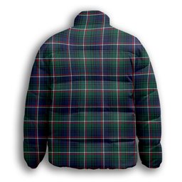 ScotsTee Shop Scottish Shaw of Carolina Modern Crest Tartan Collar Down Jacket Winter White Duck Down Plaid