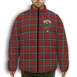 ScotsTee Shop Scottish McLaine of Loch Buie Crest Tartan Collar Down Jacket Winter White Duck Down Plaid