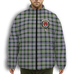 ScotsTee Shop Scottish Mcnaghten Dress Crest Tartan Collar Down Jacket Winter White Duck Down Plaid
