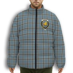 ScotsTee Shop Scottish Thomson Dress TS1383 Crest Tartan Collar Down Jacket Winter White Duck Down Plaid