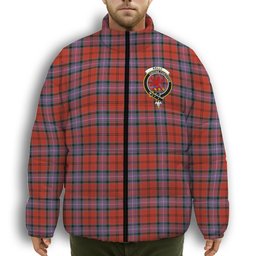 ScotsTee Shop Scottish Kelly of Sleat Red Ancient Crest Tartan Collar Down Jacket Winter White Duck Down Plaid