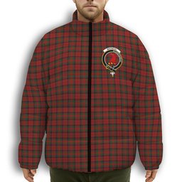 ScotsTee Shop Scottish MacNicol of Scorrybreac Crest Tartan Collar Down Jacket Winter White Duck Down Plaid