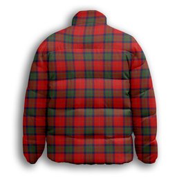 ScotsTee Shop Scottish MacPherson of Cluny Modern Crest Tartan Collar Down Jacket Winter White Duck Down Plaid