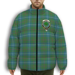 ScotsTee Shop Scottish Irvine of Bonshaw Tower Ancient Crest Tartan Collar Down Jacket Winter White Duck Down Plaid