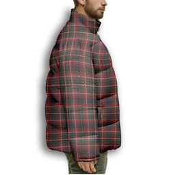 ScotsTee Shop Scottish Innes of Cowie Modern Crest Tartan Collar Down Jacket Winter White Duck Down Plaid