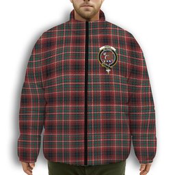 ScotsTee Shop Scottish Innes of Cowie Modern Crest Tartan Collar Down Jacket Winter White Duck Down Plaid