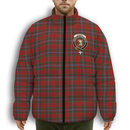 ScotsTee Shop Scottish Stewart of Fingask 1 Crest Tartan Collar Down Jacket Winter White Duck Down Plaid