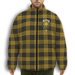 ScotsTee Shop Scottish MacLeod of Lewis Ancient Crest Tartan Collar Down Jacket Winter White Duck Down Plaid