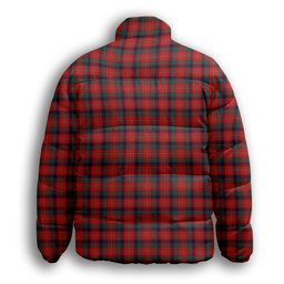 ScotsTee Shop Scottish Robertson White line New Modern Crest Tartan Collar Down Jacket Winter White Duck Down Plaid