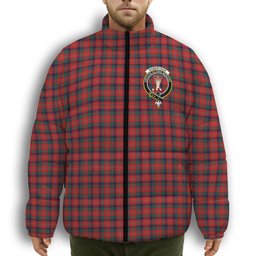 ScotsTee Shop Scottish Robertson White line New Modern Crest Tartan Collar Down Jacket Winter White Duck Down Plaid