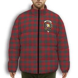 ScotsTee Shop Scottish Stewart of Appin Modern Clan Crest Tartan Collar Down Jacket Winter White Duck Down Plaid