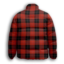 ScotsTee Shop Scottish Ramsay of Dalhousie (Ramsay Red) Ancient Crest Tartan Collar Down Jacket Winter White Duck Down Plaid