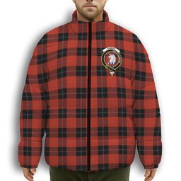 ScotsTee Shop Scottish Ramsay of Dalhousie (Ramsay Red) Ancient Crest Tartan Collar Down Jacket Winter White Duck Down Plaid