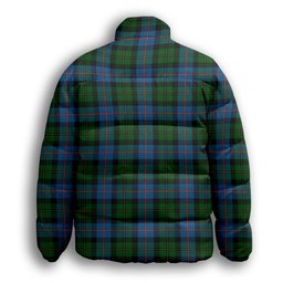 ScotsTee Shop Scottish MacNeil of Barra Chief Crest Tartan Collar Down Jacket Winter White Duck Down Plaid