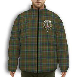 ScotsTee Shop Scottish MacLean of Kingairloch Crest Tartan Collar Down Jacket Winter White Duck Down Plaid