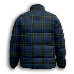 ScotsTee Shop Scottish Murray of Elibank Modern Crest Tartan Collar Down Jacket Winter White Duck Down Plaid