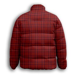 ScotsTee Shop Scottish Rose of Kilravock Crest Tartan Collar Down Jacket Winter White Duck Down Plaid