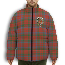 ScotsTee Shop Scottish Lumsden of Kintore Ancient Crest Tartan Collar Down Jacket Winter White Duck Down Plaid