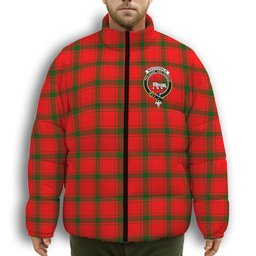 ScotsTee Shop Scottish MacDonald of Sleat SC Crest Tartan Collar Down Jacket Winter White Duck Down Plaid