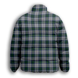 ScotsTee Shop Scottish Lindsay Dress Crest Tartan Collar Down Jacket Winter White Duck Down Plaid
