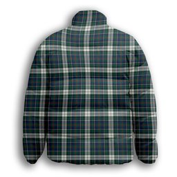 ScotsTee Shop Scottish MacInnes Dress Modern Crest Tartan Collar Down Jacket Winter White Duck Down Plaid