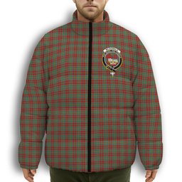 ScotsTee Shop Scottish McDonald of Kingsburgh Crest Tartan Collar Down Jacket Winter White Duck Down Plaid