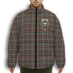 ScotsTee Shop Scottish Murray of Atholl Weathered Crest Tartan Collar Down Jacket Winter White Duck Down Plaid