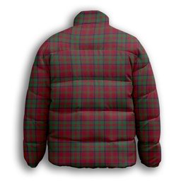 ScotsTee Shop Scottish MacDonald of Glencoe Modern Crest Tartan Collar Down Jacket Winter White Duck Down Plaid