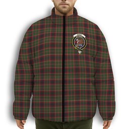 ScotsTee Shop Scottish Innes of Cowie Crest Tartan Collar Down Jacket Winter White Duck Down Plaid