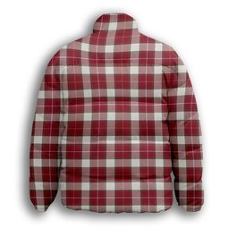 ScotsTee Shop Scottish McFie Dress Modern Crest Tartan Collar Down Jacket Winter White Duck Down Plaid
