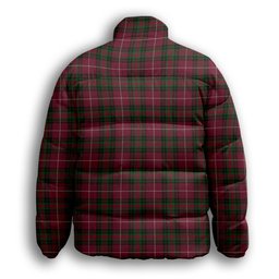 ScotsTee Shop Scottish Hunter of Bute Crest Tartan Collar Down Jacket Winter White Duck Down Plaid