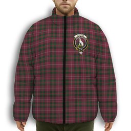 ScotsTee Shop Scottish Hunter of Bute Crest Tartan Collar Down Jacket Winter White Duck Down Plaid