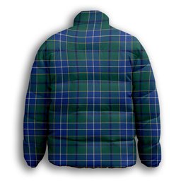 ScotsTee Shop Scottish Wishart Hunting Modern Clan Crest Tartan Collar Down Jacket Winter White Duck Down Plaid