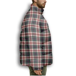ScotsTee Shop Scottish Robertson Dress Modern Crest Tartan Collar Down Jacket Winter White Duck Down Plaid