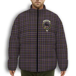 ScotsTee Shop Scottish Rutherford Simon Travis Alan Hunting Crest Tartan Collar Down Jacket Winter White Duck Down Plaid
