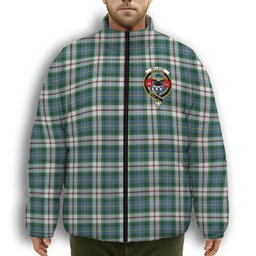 ScotsTee Shop Scottish McLeod Of Californian Ancient Crest Tartan Collar Down Jacket Winter White Duck Down Plaid