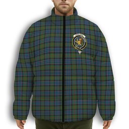ScotsTee Shop Scottish Newlands of Lauriston Crest Tartan Collar Down Jacket Winter White Duck Down Plaid