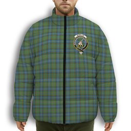ScotsTee Shop Scottish McMillan Hunting Ancient Crest Tartan Collar Down Jacket Winter White Duck Down Plaid
