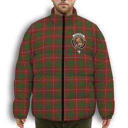 ScotsTee Shop Scottish MacGregor of Balquidder Crest Tartan Collar Down Jacket Winter White Duck Down Plaid