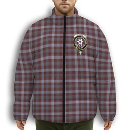 ScotsTee Shop Scottish Jardine of Castlemilk Modern Crest Tartan Collar Down Jacket Winter White Duck Down Plaid