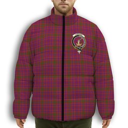 ScotsTee Shop Scottish Lumsden of Clova Crest Tartan Collar Down Jacket Winter White Duck Down Plaid