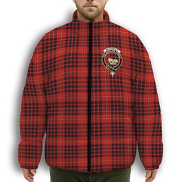 ScotsTee Shop Scottish McDonald of Ardnamurchan Modern Crest Tartan Collar Down Jacket Winter White Duck Down Plaid