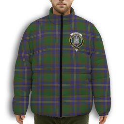 ScotsTee Shop Scottish Strange of Balkaskie Crest Tartan Collar Down Jacket Winter White Duck Down Plaid